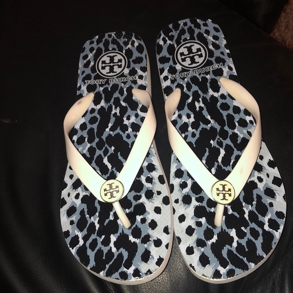 leopard tory burch flip flops